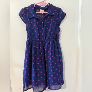 Faded Glory Blue Dress with Pink Polka Dots with tank top underneath